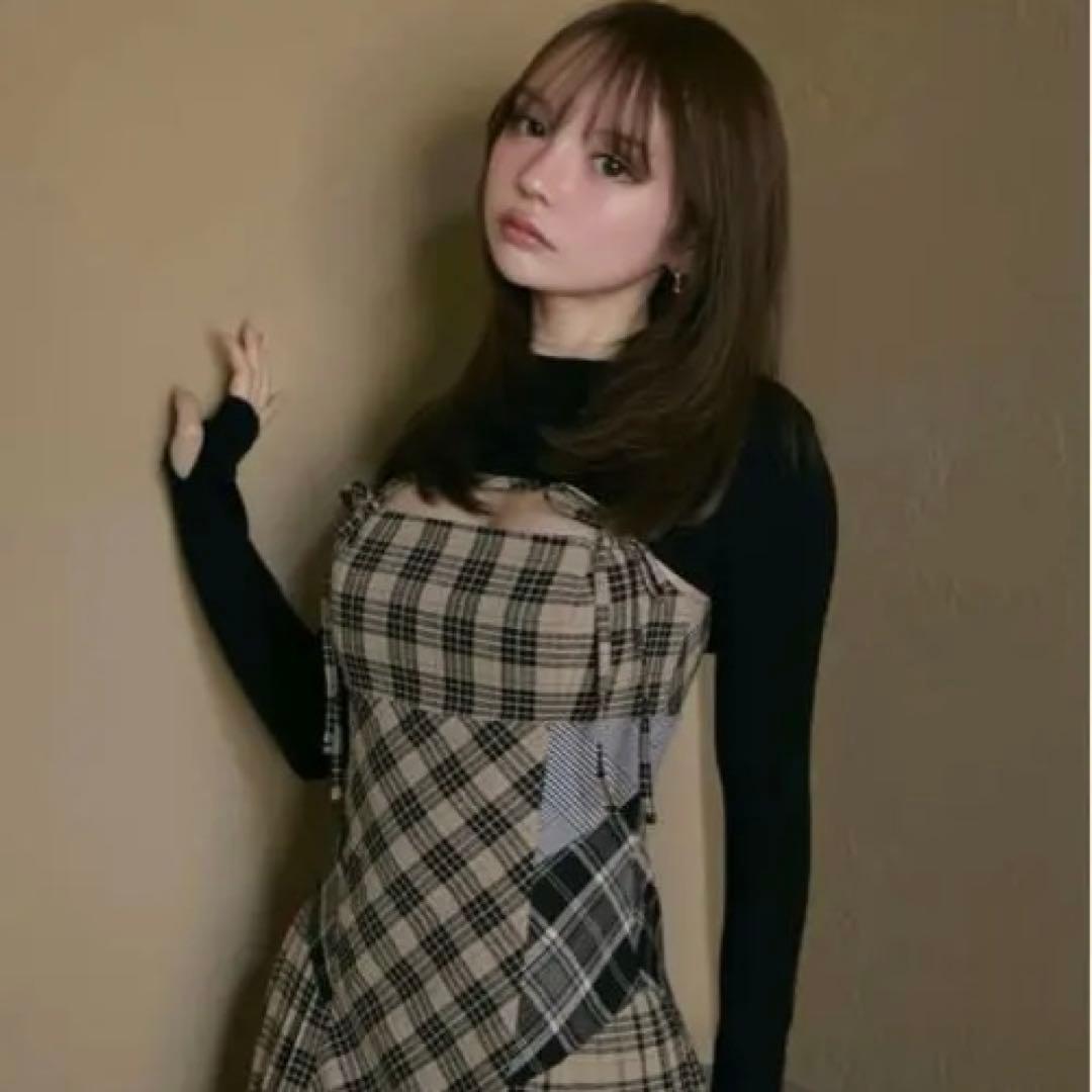 ANDMARY Nadia check long dress Beige