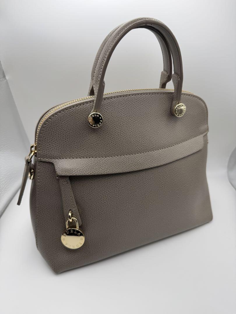 美品 Furla フルラ PIPER グレージュ ハンドバッグ