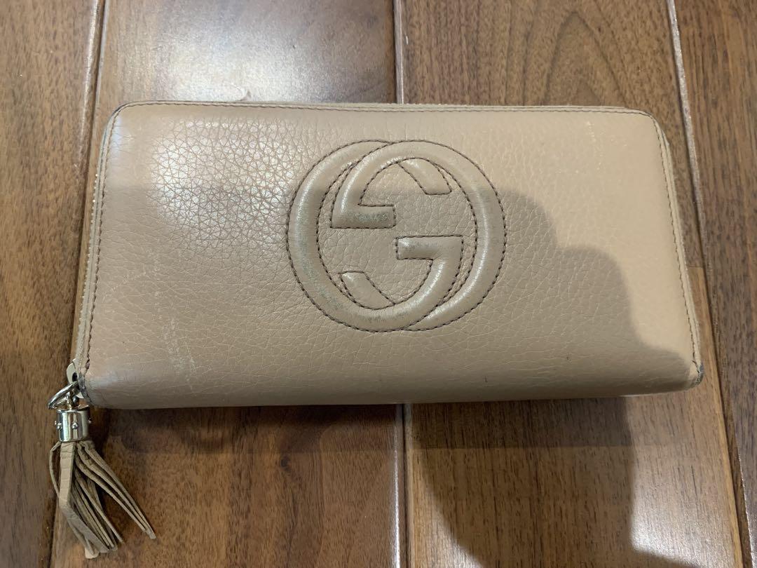 GUCCI ベージュレザー 二つ折り財布