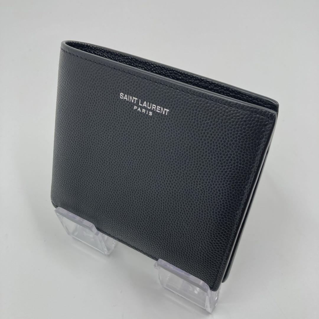 おトク情報がいっぱい！ Saint 極美品 Laurent ブラック 二つ折り財布 サンローラン 小物