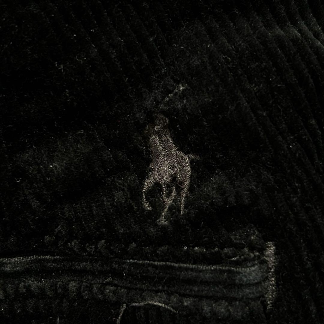 ポロラルフローレン細畝コーデュロイパンツP379黒w42刺繍ロゴアメリカ古着3XL(4L)・POLO RALPH