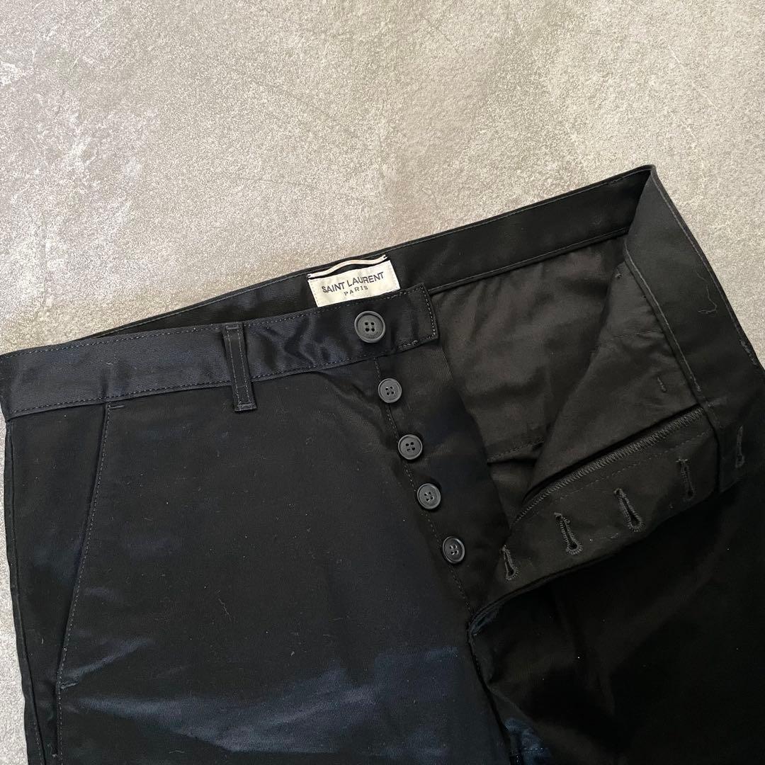 2023年式★サンローラン ブラック コットン ストレッチ パンツ メンズ 31 2023年式★サンローラン ブラック コットン ストレッチ パンツ メンズ 31