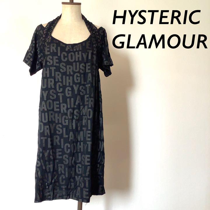 美品 HYSTERIC GLAMOUR アルファベットワンピース オープンバック 美品 HYSTERIC GLAMOUR アルファベットワンピース オープンバック