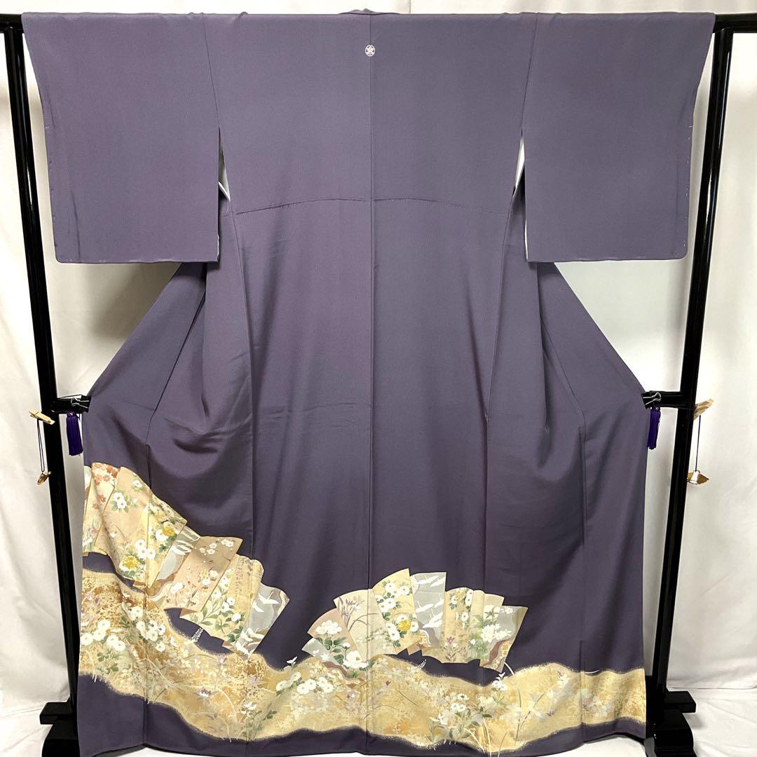 C2正絹　色留袖　比翼無し　一つ紋　金駒刺繍　金彩　未使用しつけ付極美品着物