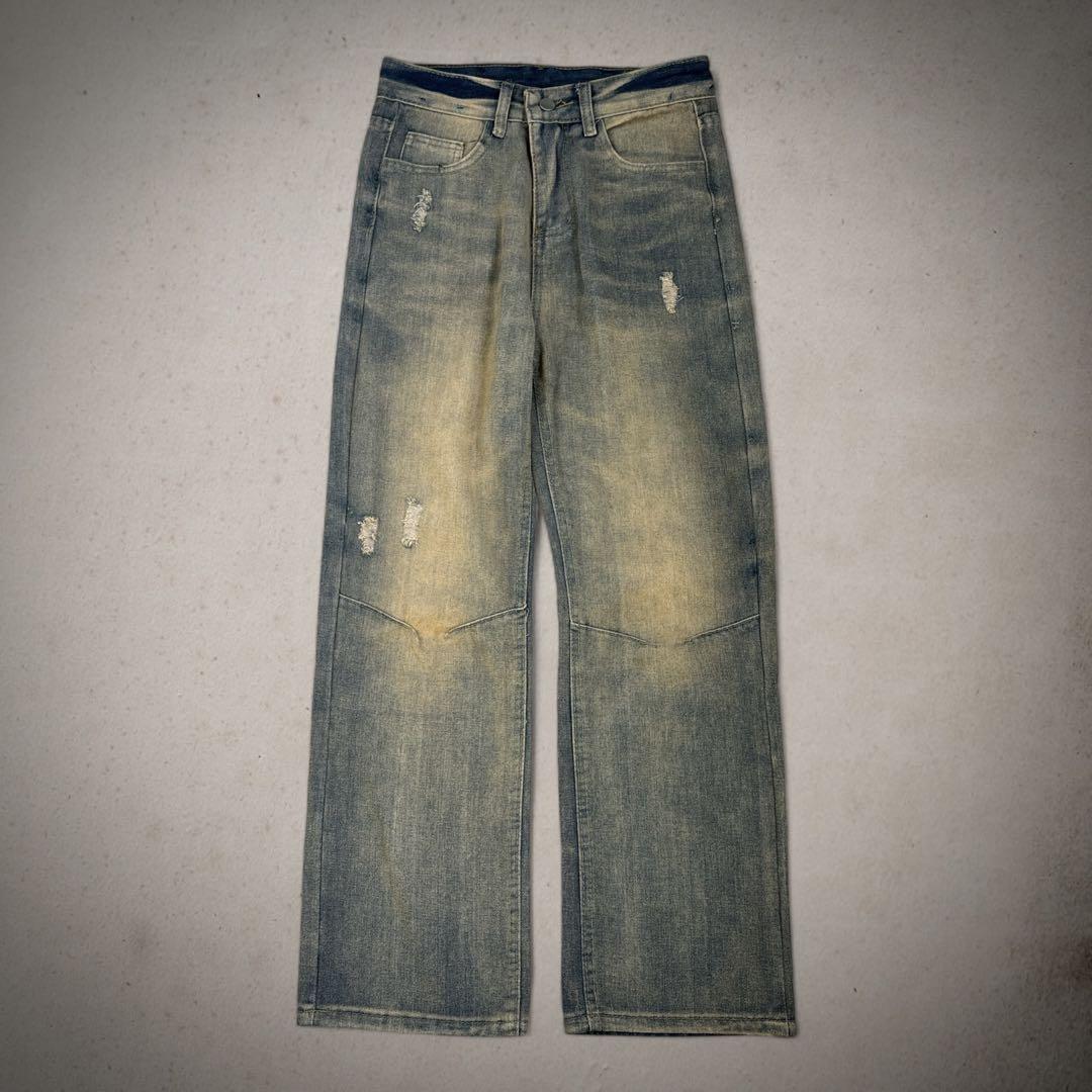 フェード◎ UNKNOWN faded straight denim pants
