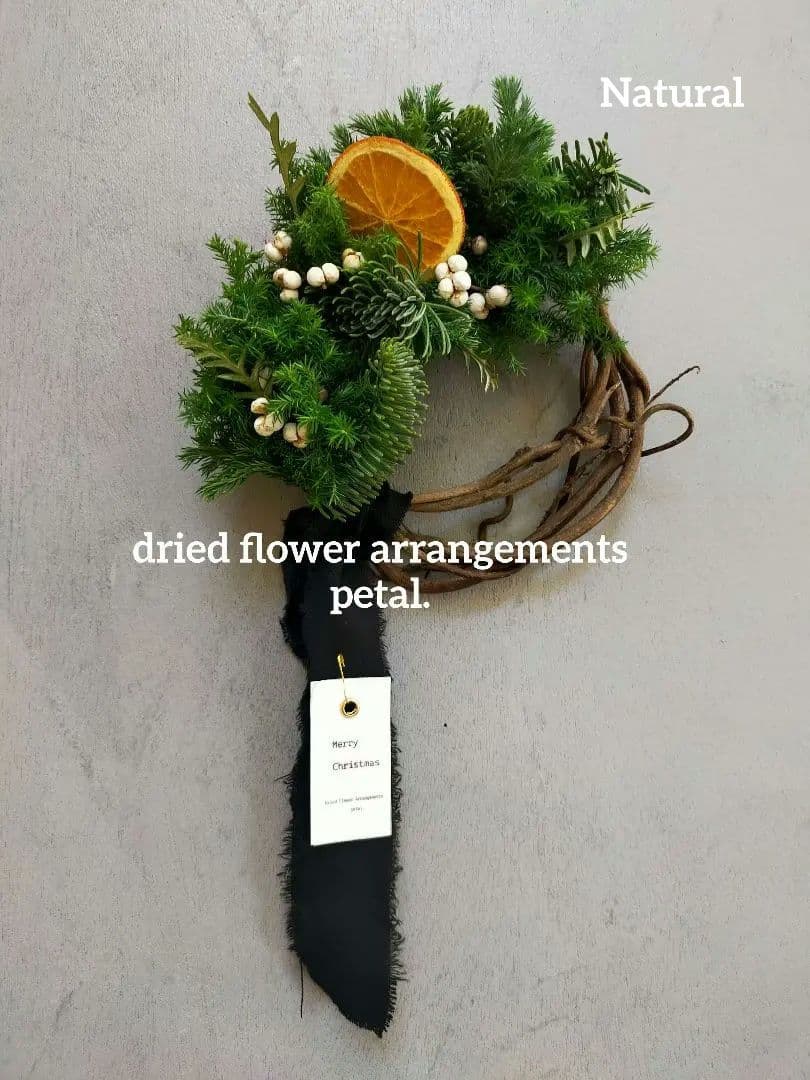 36. ラッピング付き クリスマスリース ドライフラワー プレゼント リース新品、♥