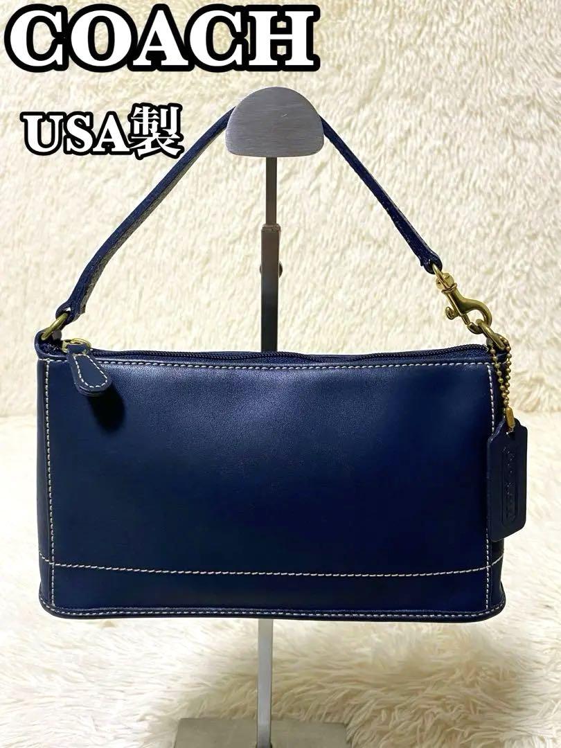 コーチ USA製 クラブタンレザー　ミニハンドバッグ　アクセサリーポーチ　極美品