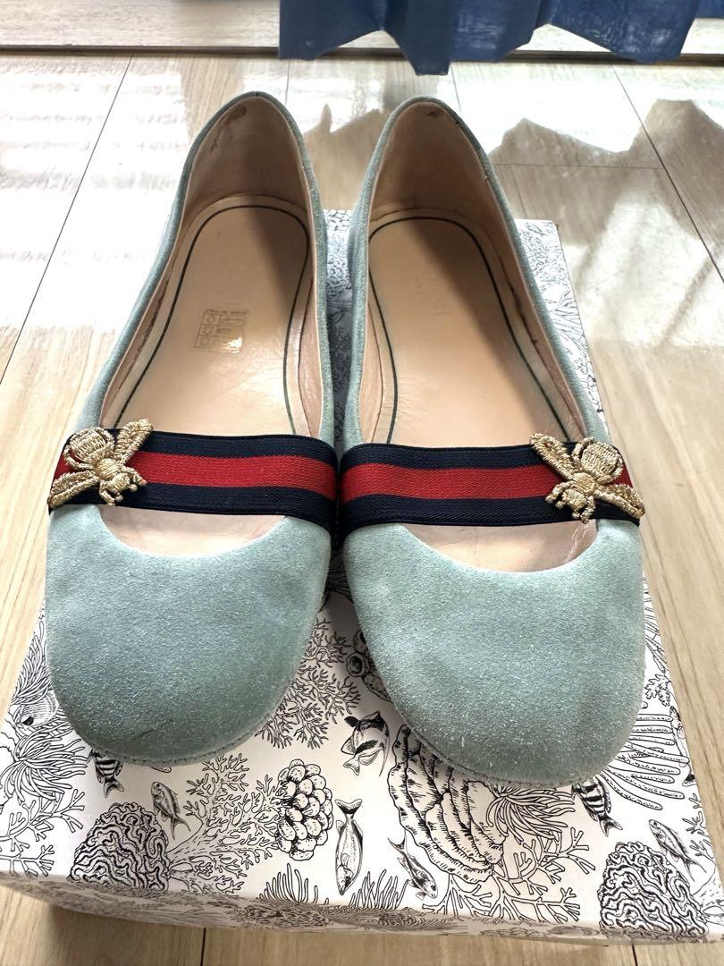 GUCCI グッチ BEE ドライビングシューズ スエードレザー グリーン 36