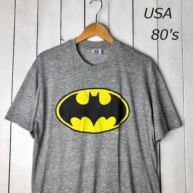 USA古着 80s USA製 BATMAN バットマンTシャツ L～XL グレー