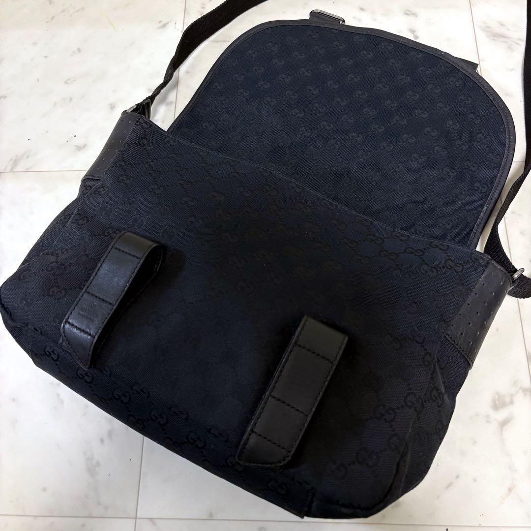 GUCCI グッチ GGキャンバス レザーショルダーバック ブラック 2way