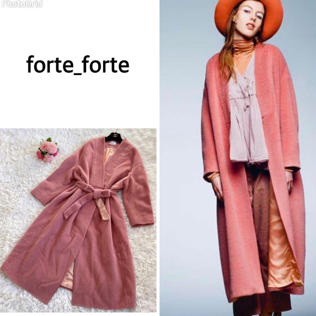 希少☆ forte_forte アルパカ シャギー ロングコート ガウンコート
