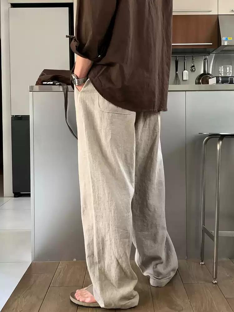リネン ワイドパンツ ライトベージュ