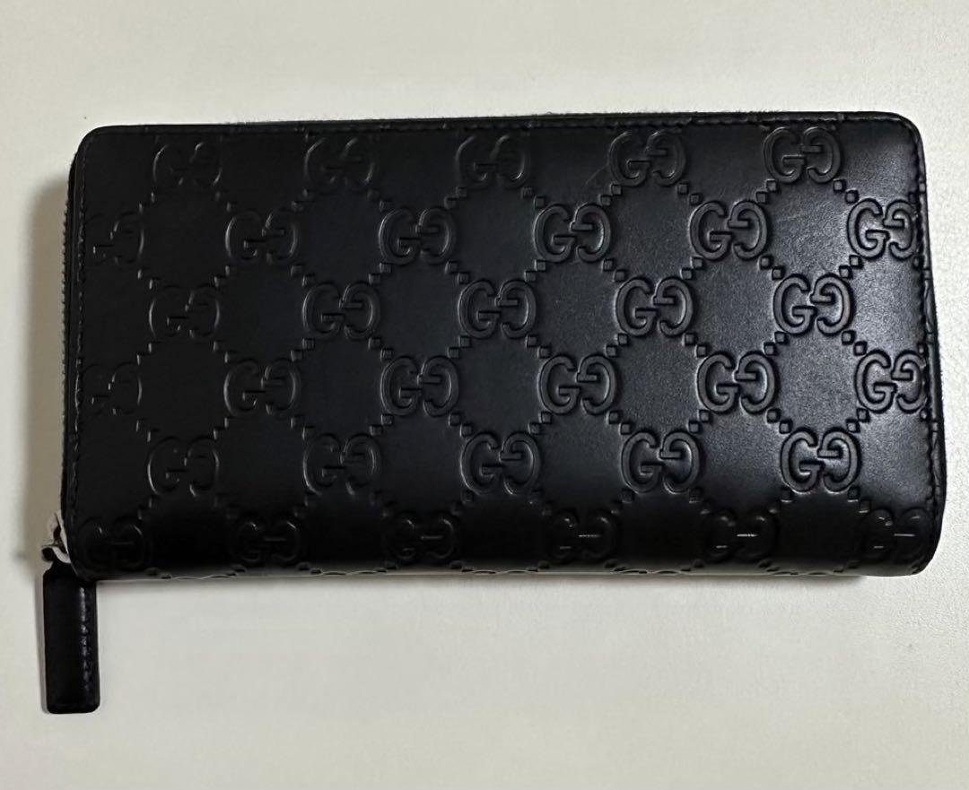 美品＊GUCCI ブラック つや消し シマ 長財布 箱 タグ付 - メルカリ