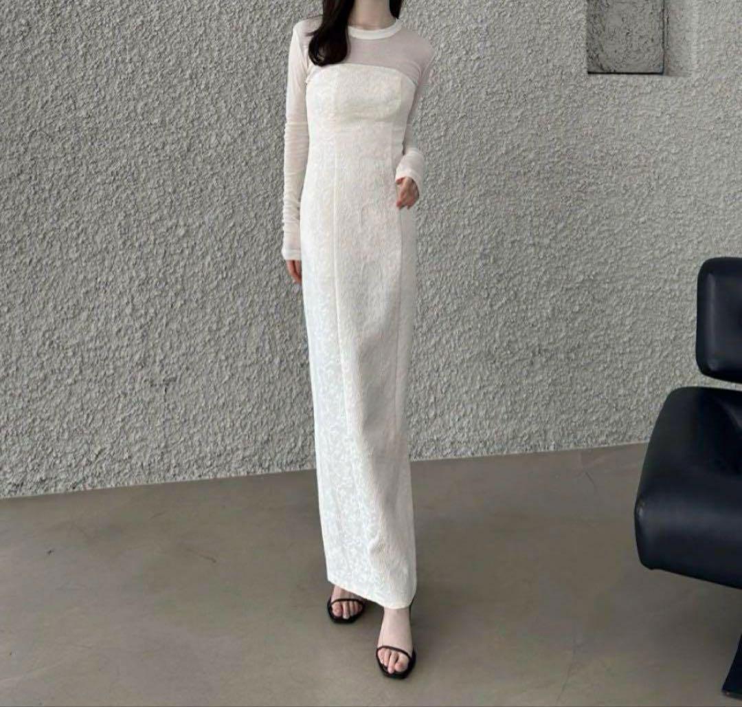 ワンピース maison celon jacquard bare dress ivory