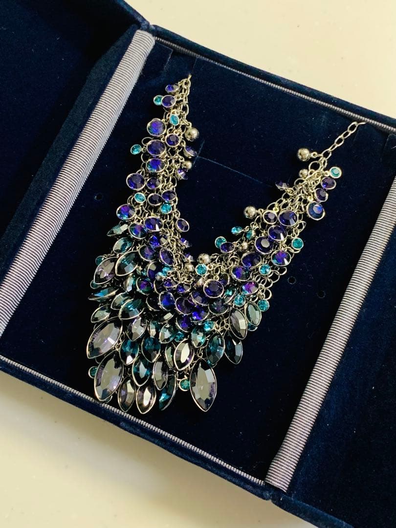 スワロフスキー　SWAROVSKI　ネックレス　ブルー　パープル　シルバー