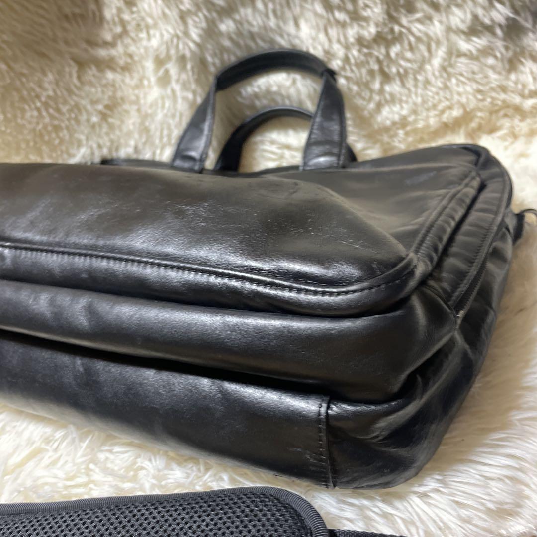 ラゲッジレーベル　ビジネスバッグ　2way ショルダー　レザー　本革　ブラック