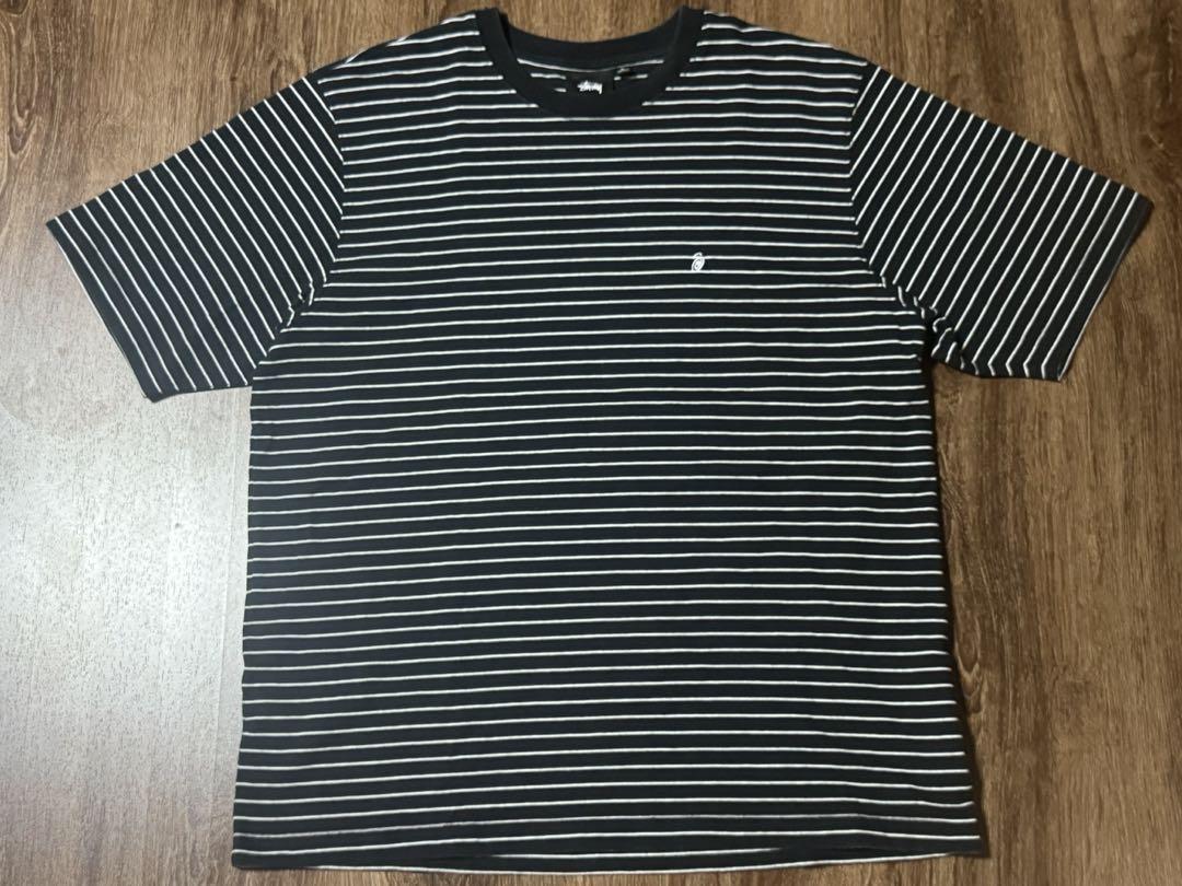 stussy pin striped ss crew 23ss ボーダーTシャツ - メルカリ