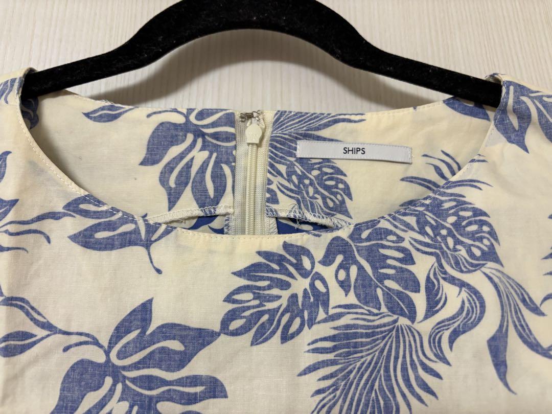 美品✨ ワタベウェディング×ships かりゆし ワンピース Lサイズ SHIPS かりゆしワンピース イエロー×ブルー レディース