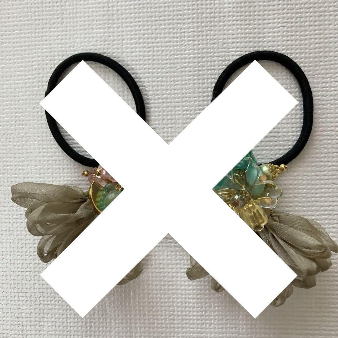 ハンドメイド　じゃらじゃら　ヘアゴム