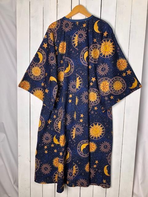 Usa古着 Hollytex 太陽と月 ゆったりフレアワンピース L Xl 紺 Cna Gob Bo