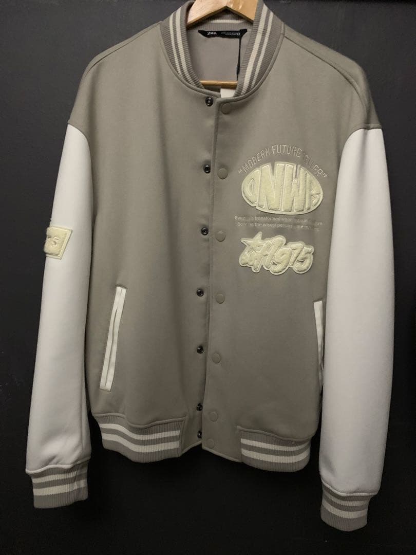 ZARA XL スタジャン グレー ホワイトXL LL ZARA