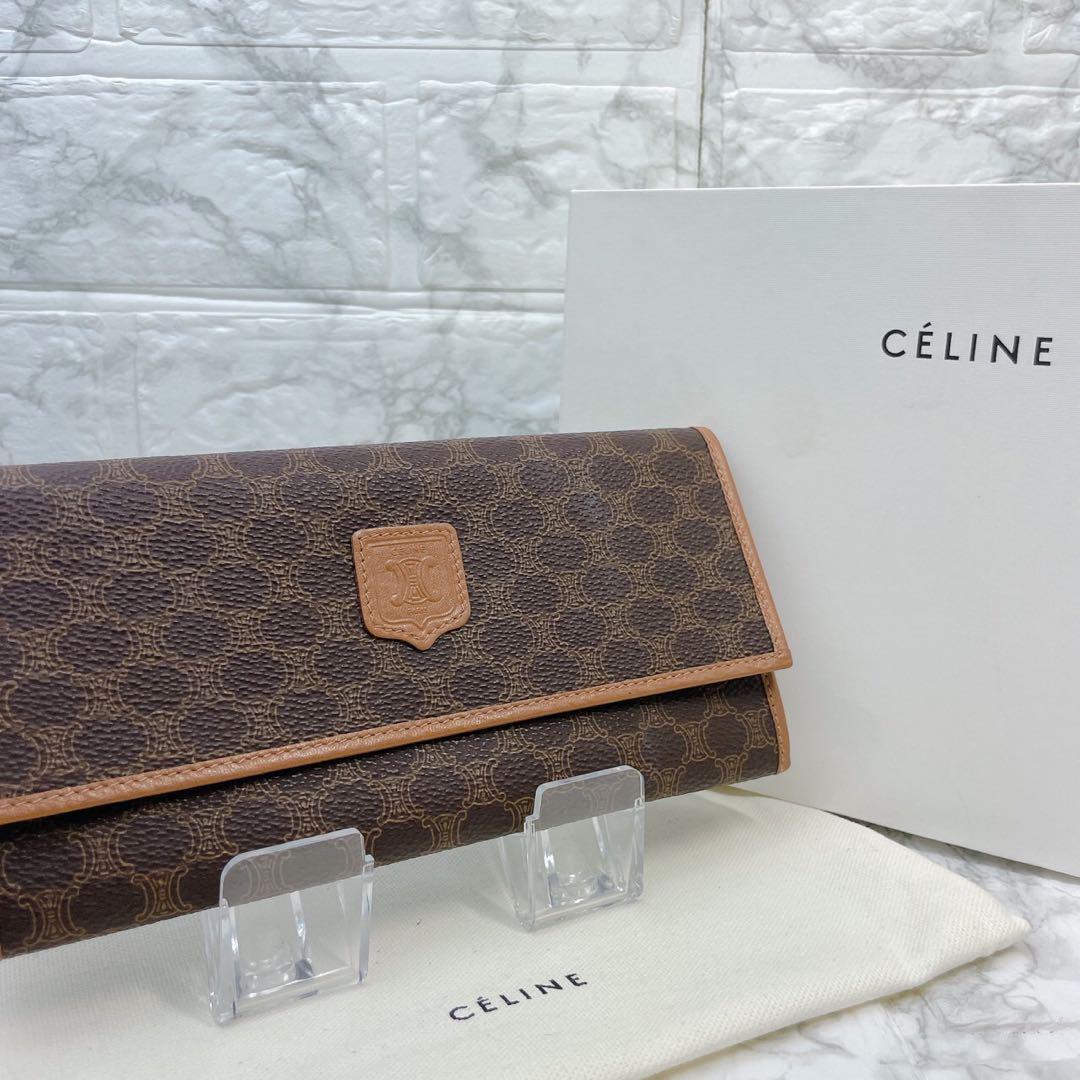 代引不可 【極美品】 CELINE セリーヌ 長財布 マカダム トリオンフ PVC