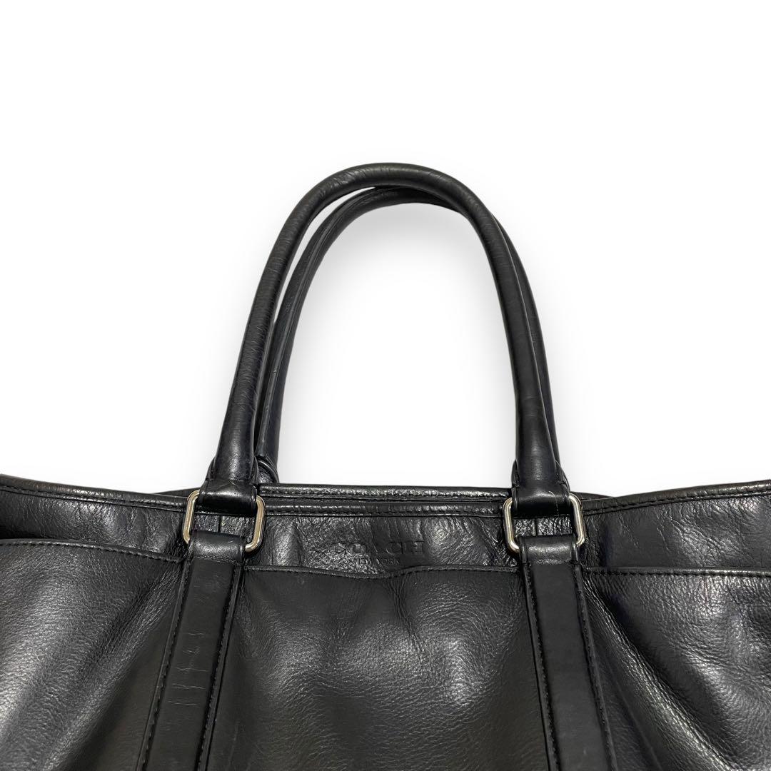 COACH オールレザー トートバッグ ビジネス A4可 ブラック メンズ