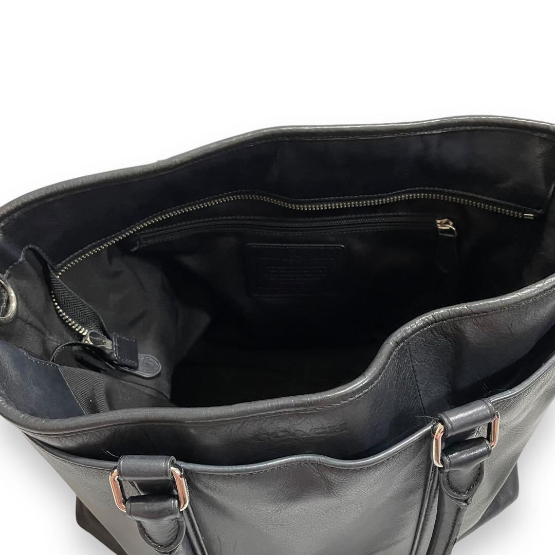 COACH オールレザー トートバッグ ビジネス A4可 ブラック メンズ