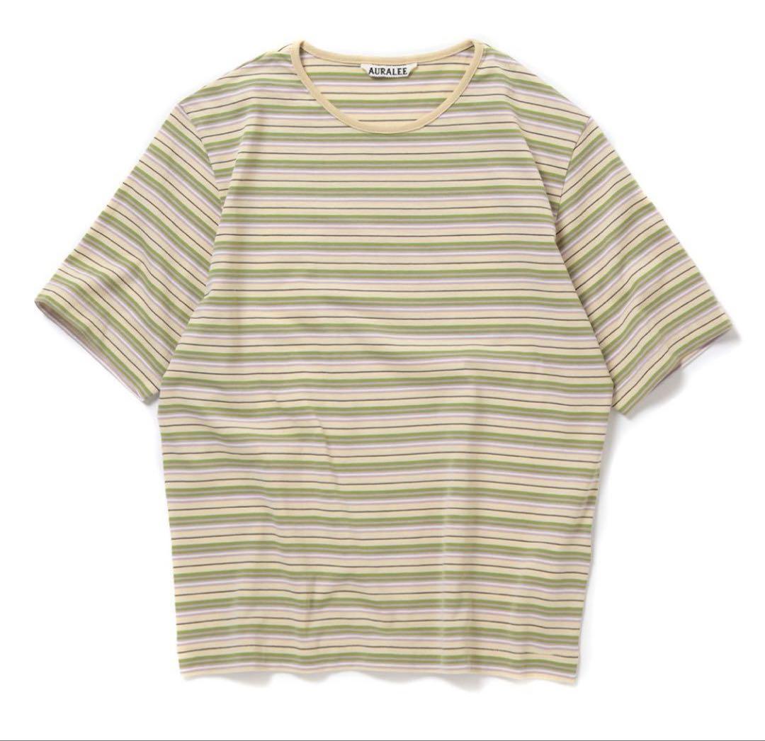 24ss オーラリー HARD TWIST COTTON BORDER TEE