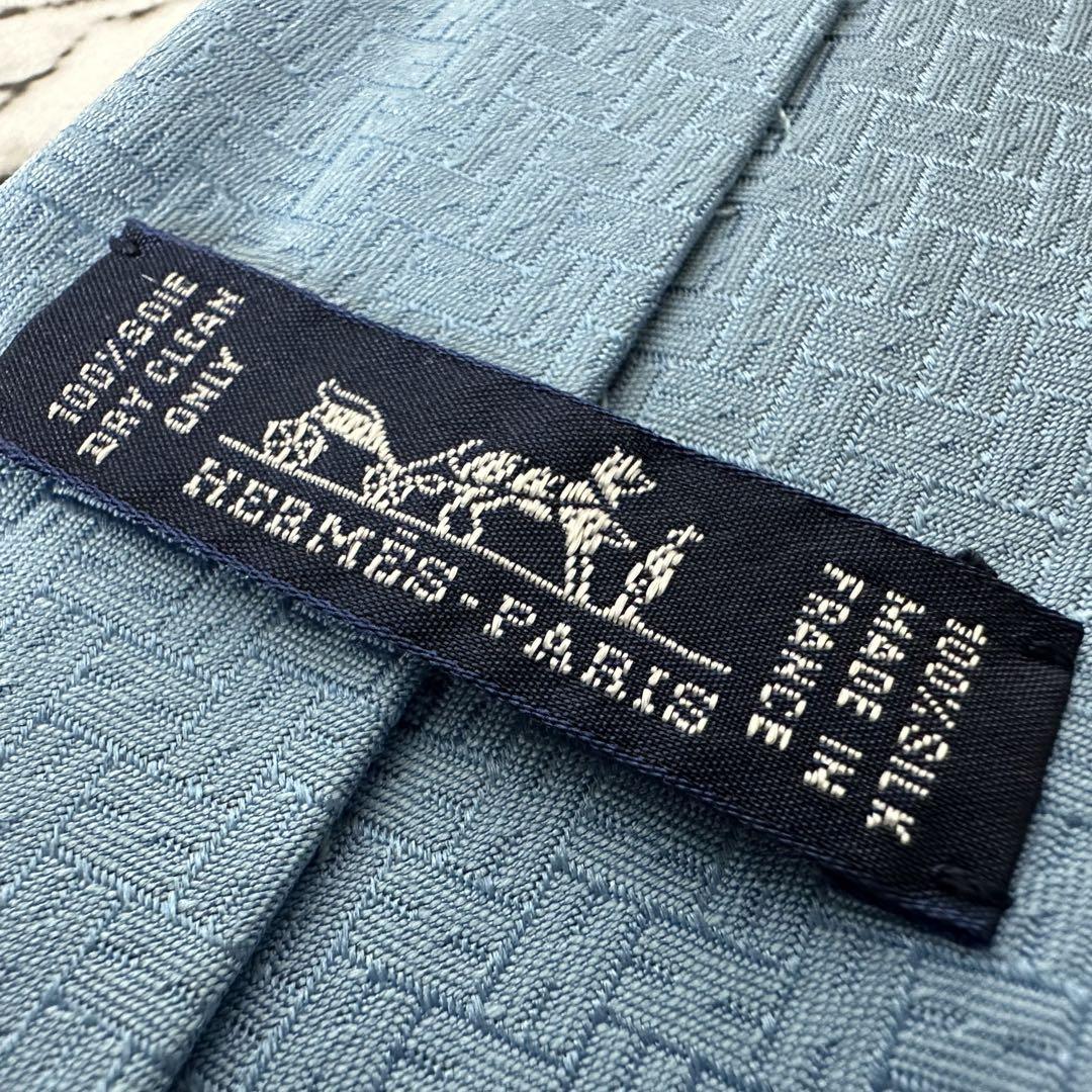 美品✨HERMES エルメス 最高級ネクタイ ファソネH ブルー 8cm