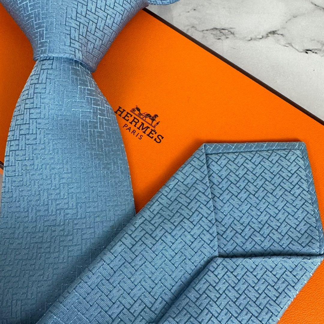 美品✨HERMES エルメス 最高級ネクタイ ファソネH ブルー 8cm