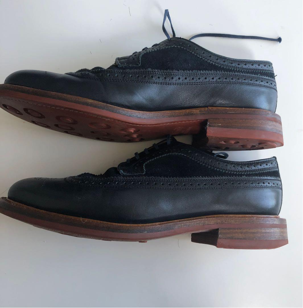 珍色 SANDERS サンダース LONG WING BROGUE ネイビー