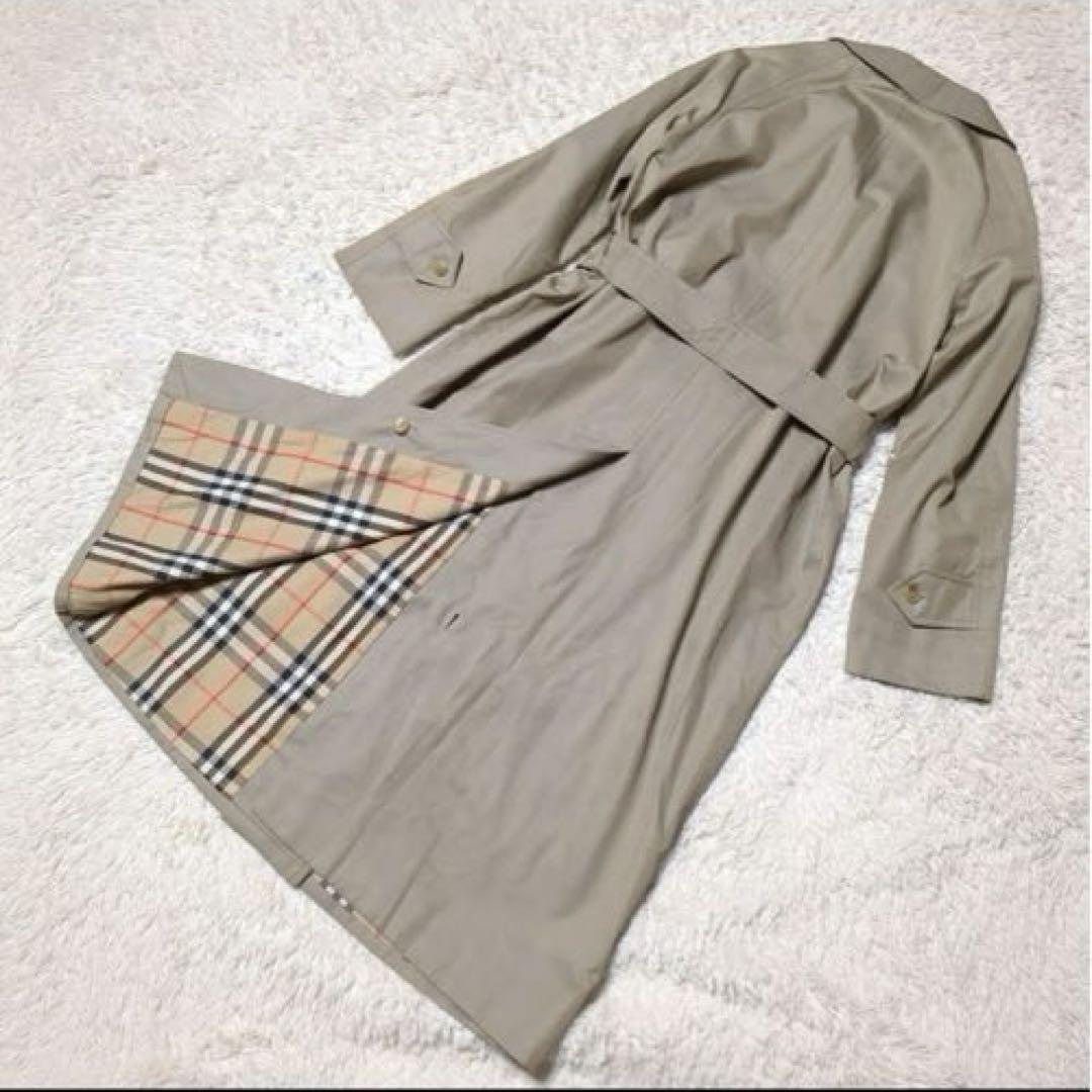 美品！BURBERRY　ステンカラーコート　ノバチェック　カーキ　ベルト付き