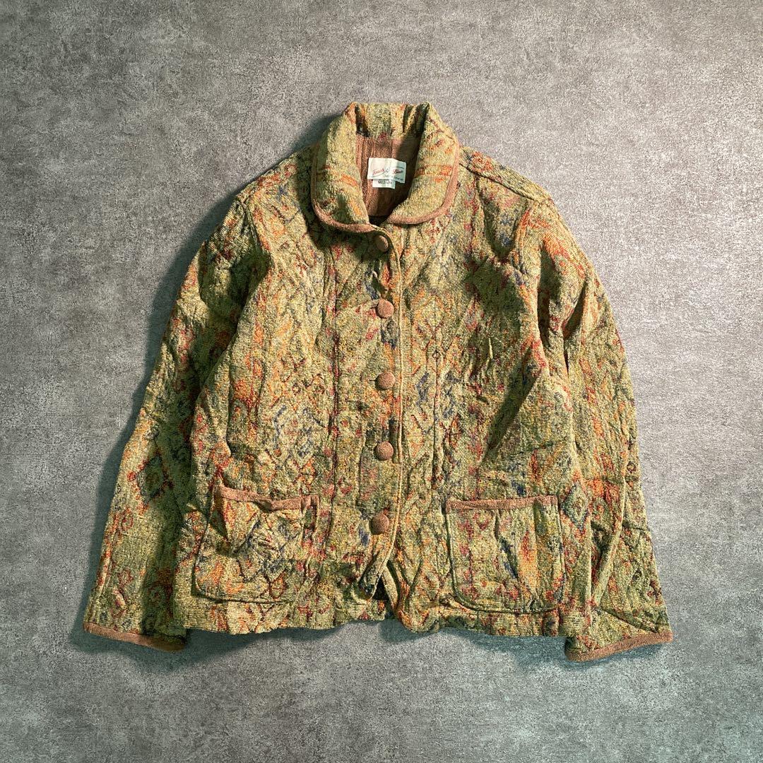 【USAvintage】アンティーク調　ジャケット　総柄　古着used 6AS3 5,480円