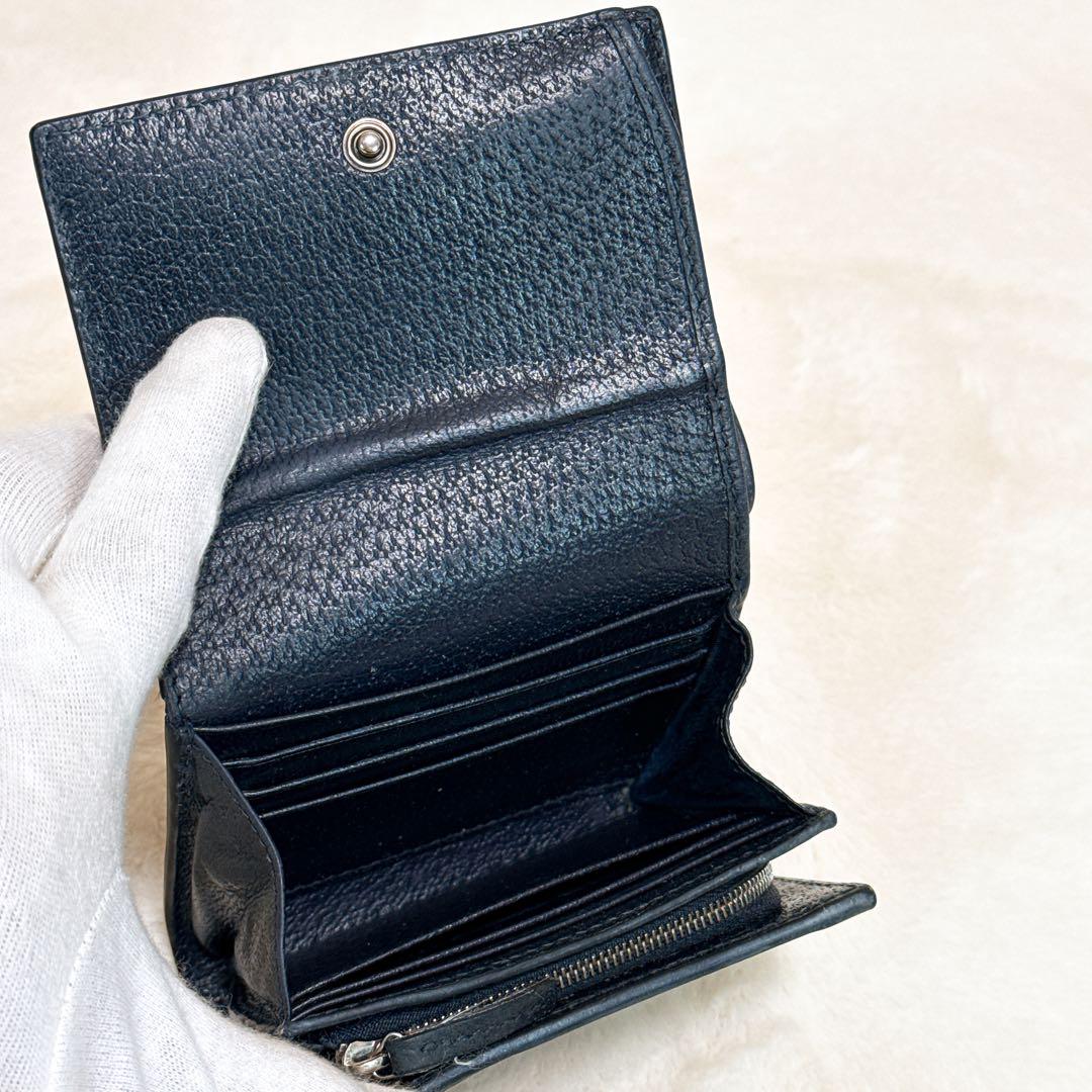 極美品✨ グッチ オフディア 折財布 GGマーモント シェリーライン ネイビー