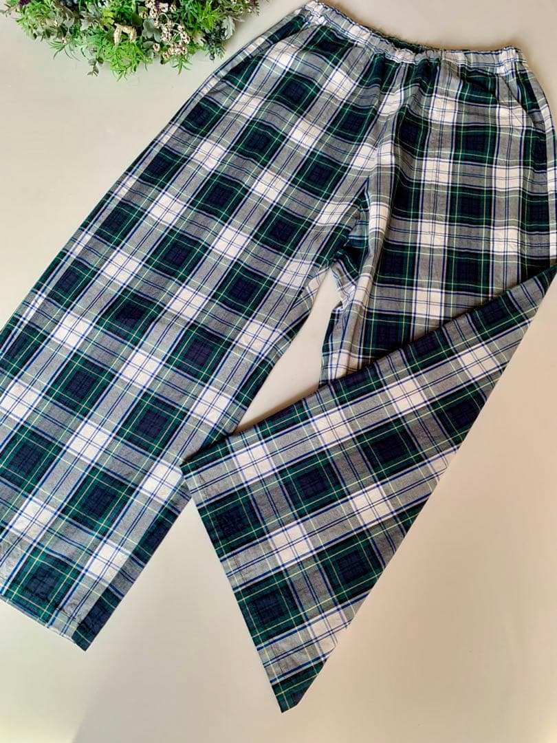 ミズイロインド　タータンチェック ワイドパンツ