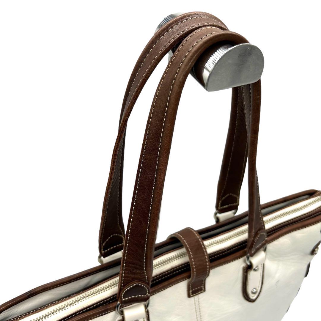 良品 1187 Fullhul 豊岡鞄 トートバッグ スタッズ 本革 茶