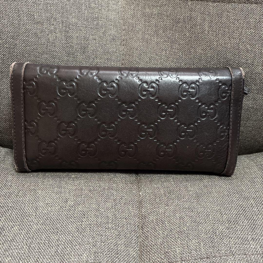 GUCCI ダークブラウン GGパターン 長財布 - メルカリ