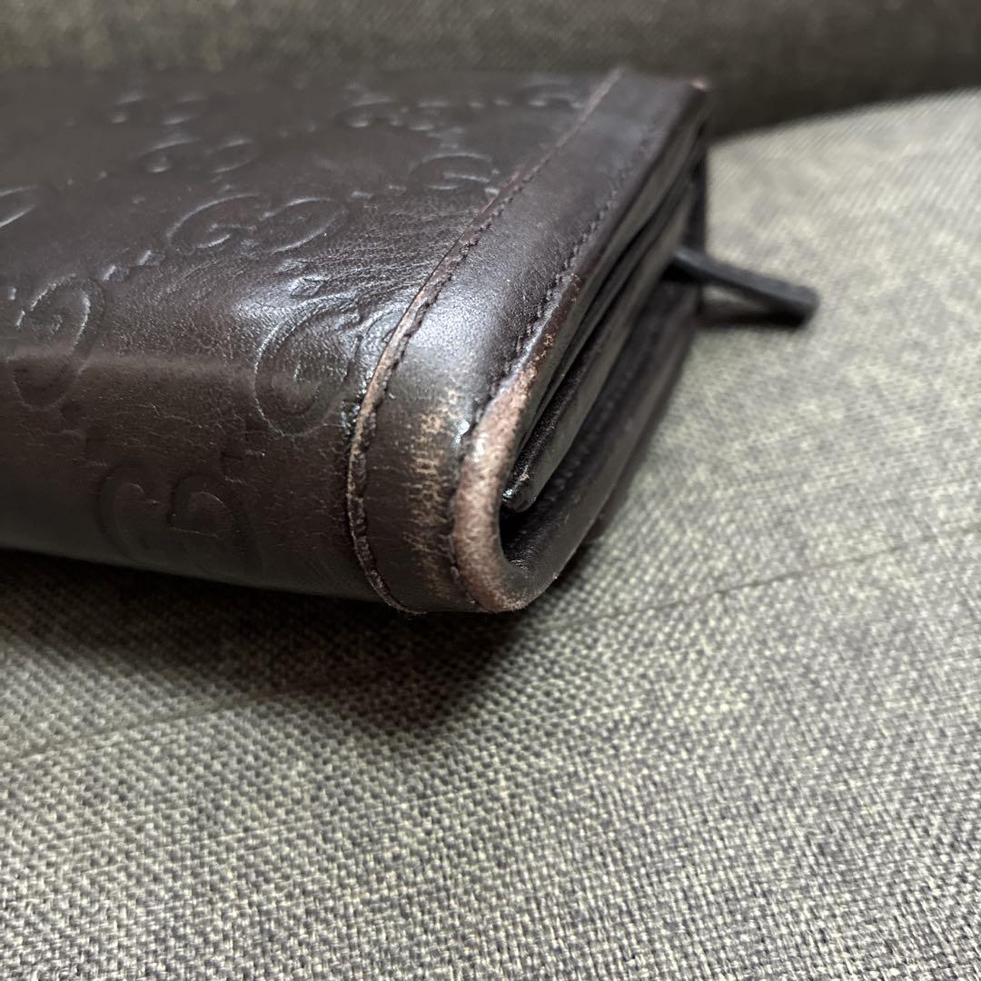 Gucci ブラウンレザー 長財布 GGパターン GUCCI ダークブラウン GGパターン 長財布 - メルカリ
