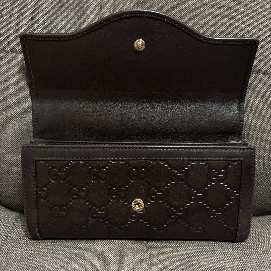 GUCCI ダークブラウン GGパターン 長財布 - メルカリ