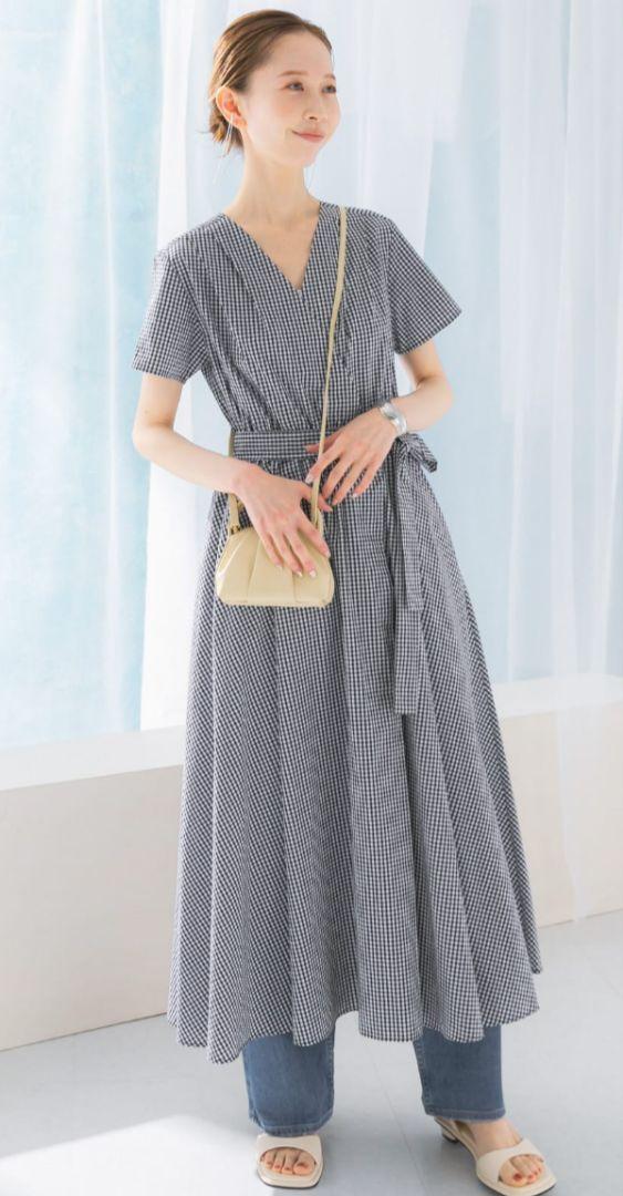 【新品】アーバンリサーチロッソ　ギンガムカシュクールワンピース