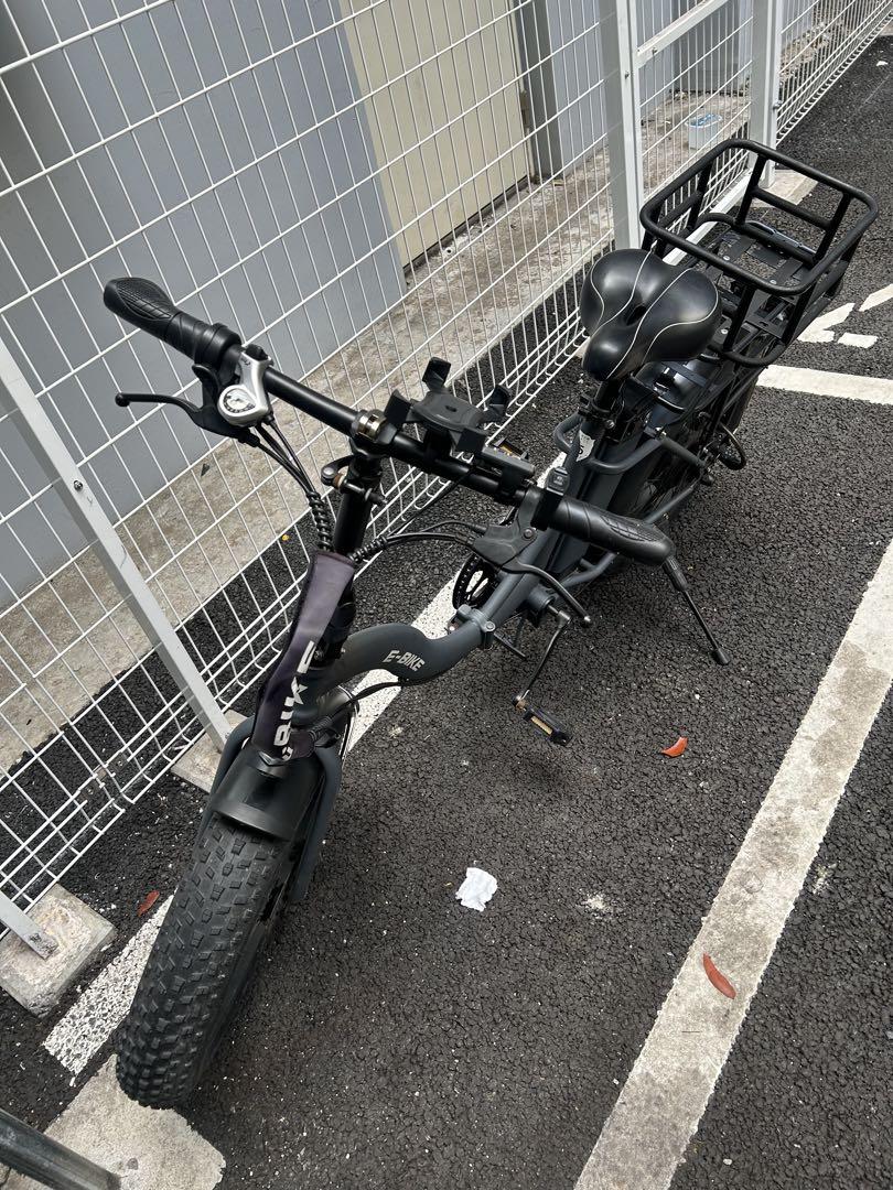 電動折りたたみ自転車 ブラック 後部キャリア付き　後部シート別付き