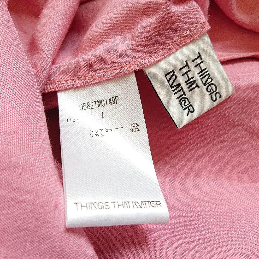 新品【THINGS THAT MATTER】サテン リネンワイドパンツ ピンク
