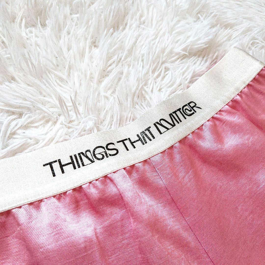 新品【THINGS THAT MATTER】サテン リネンワイドパンツ ピンク