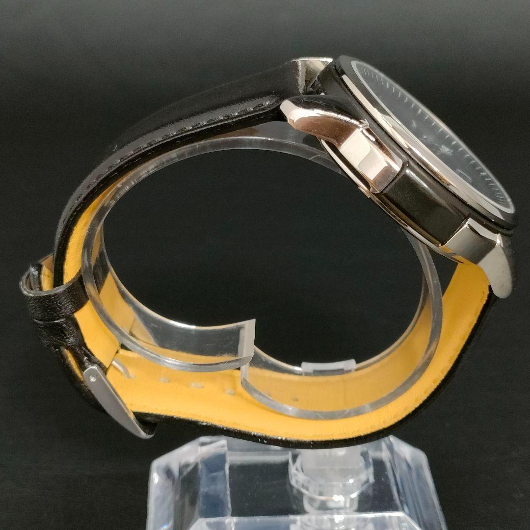 美品　CITIZEN　シチズン　ブラック　シルバー　レザー　ソーラー　腕時計