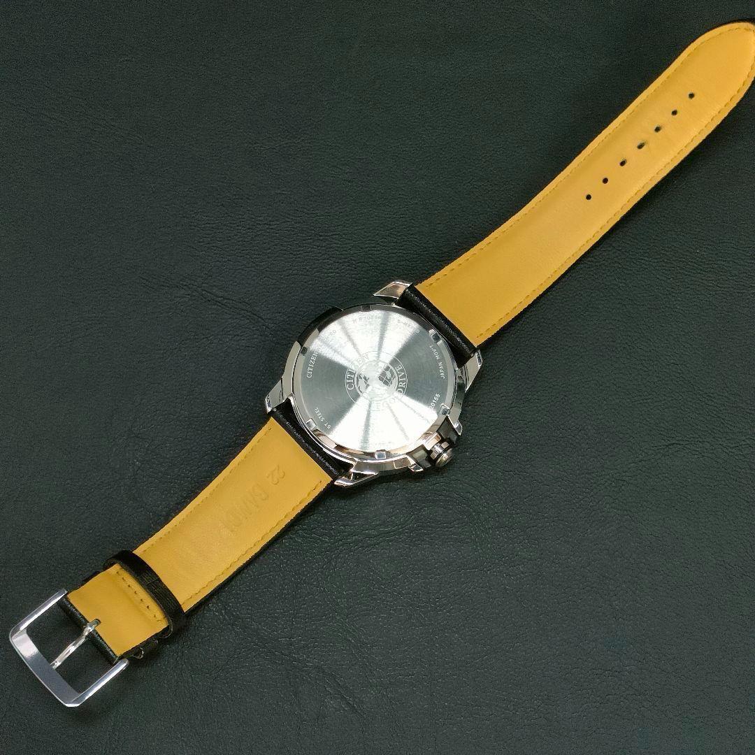 美品　CITIZEN　シチズン　ブラック　シルバー　レザー　ソーラー　腕時計