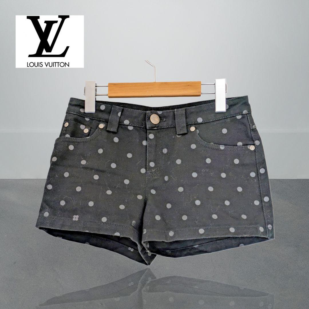 【LOUIS VUITTON】デニム　ショートパンツ　ドット　モノグラム　36黒