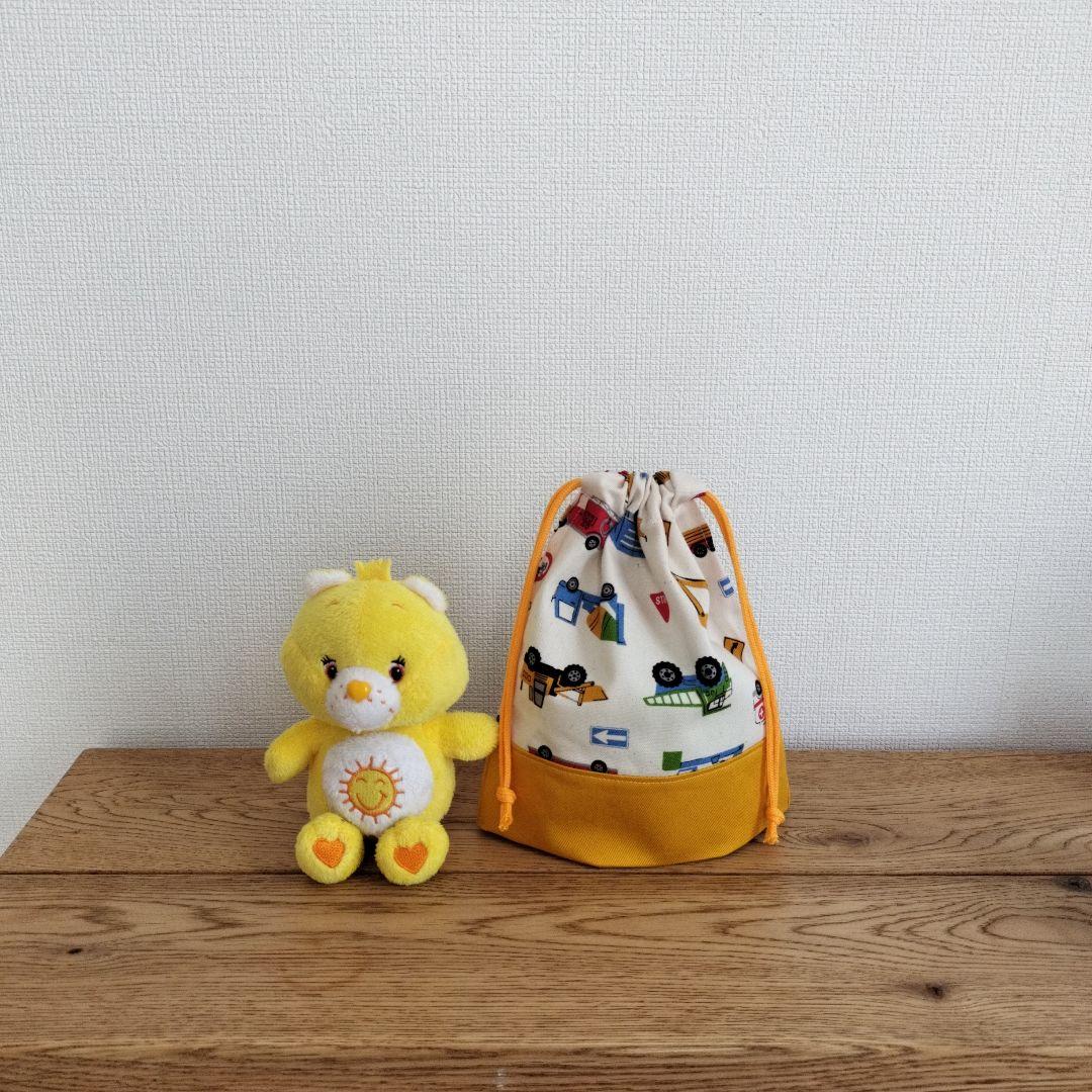 ハンドメイド☆ コップ袋 お気に入りシリーズはたらく車たち マスタード ハンドメイド☆ コップ袋 お気に入りシリーズはたらく車たち マスタード