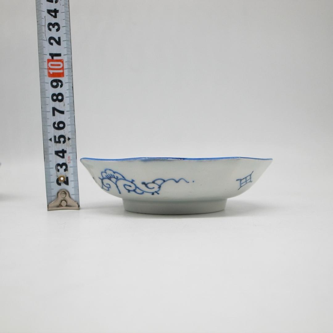 古伊万里　染付　八角形　皿　2枚