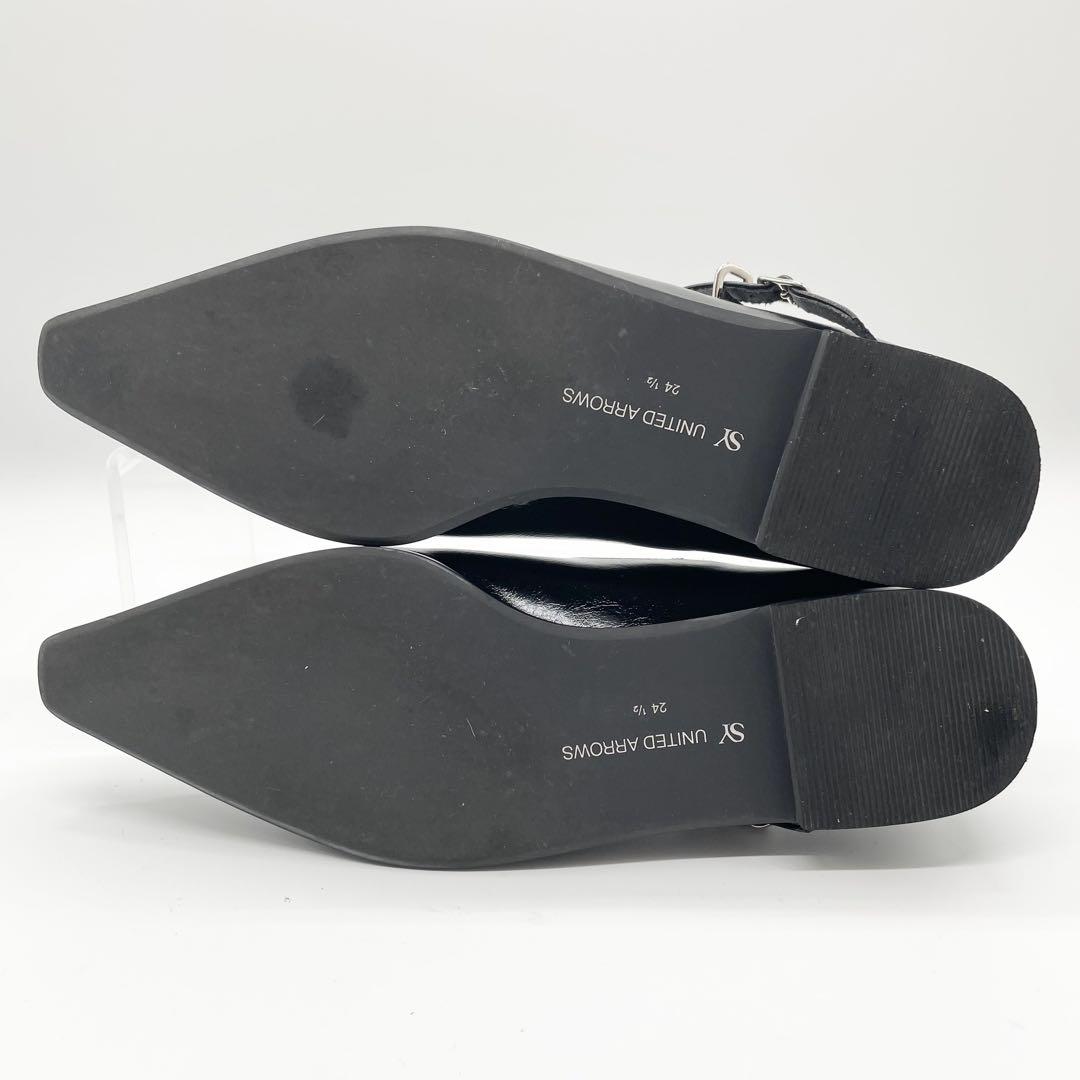 SY UNITND ARROWS Vカット フラットシューズ スタッズ 黒 靴